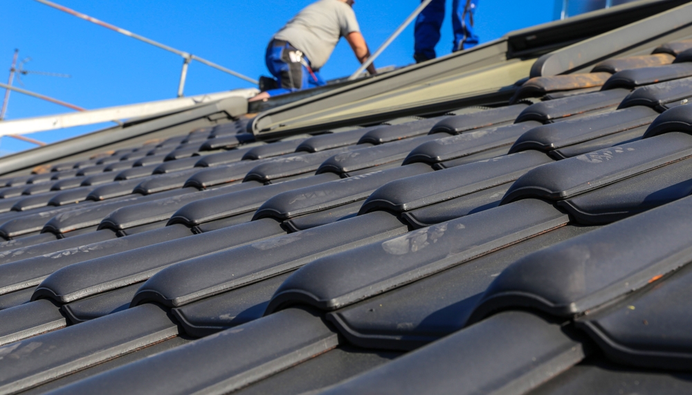 Close-up view of durable tile roofing installed by professional roofers, showcasing quality materials and expert workmanship – Roofing Supply San Diego.